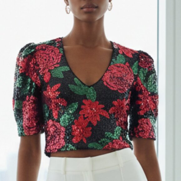 $253 Saylor Stacy sequin top 4 - Picture 3 of 10